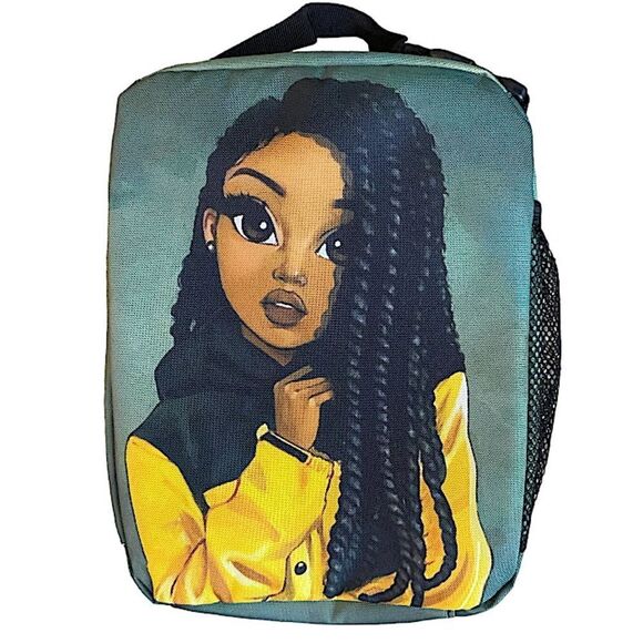 Lunch Bag Cooler Insulted Meal Tote African American Girl New Picnic School Work - Picture 1 of 5